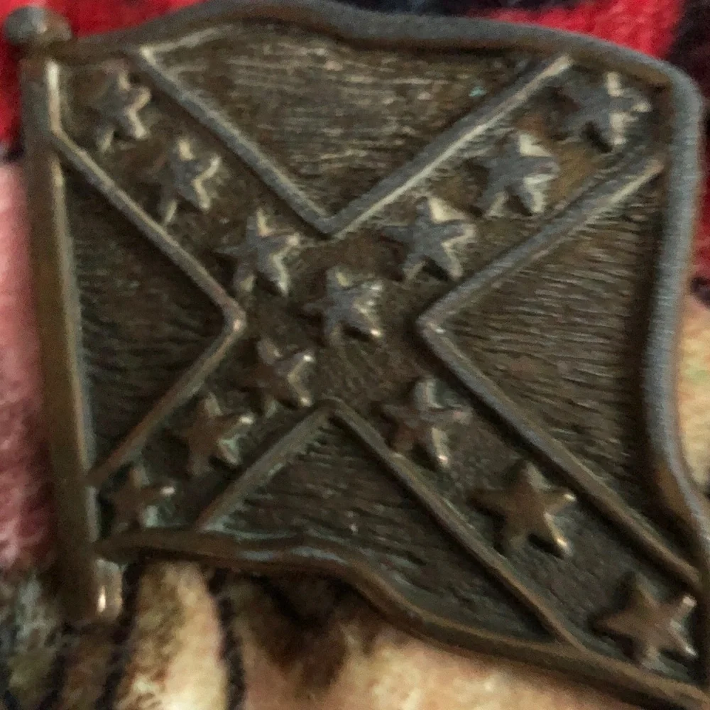 Bronze-Tone Confederate Flag Belt Buckle - Men's Accessory